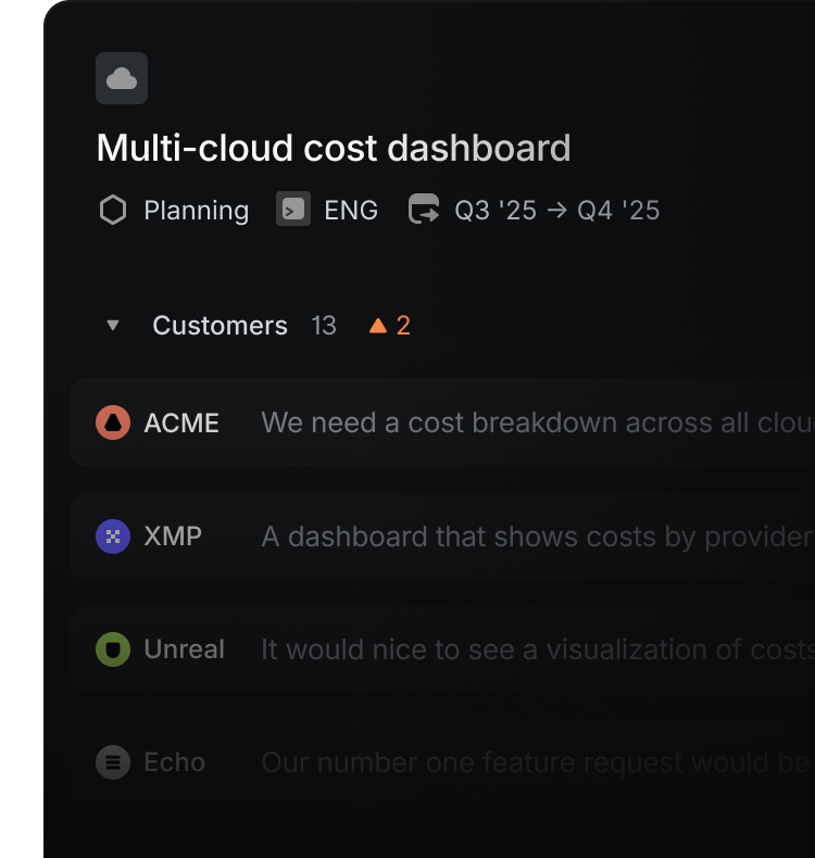 A detailed view of a request. Showing the title, description, and a list of companies that requested it.