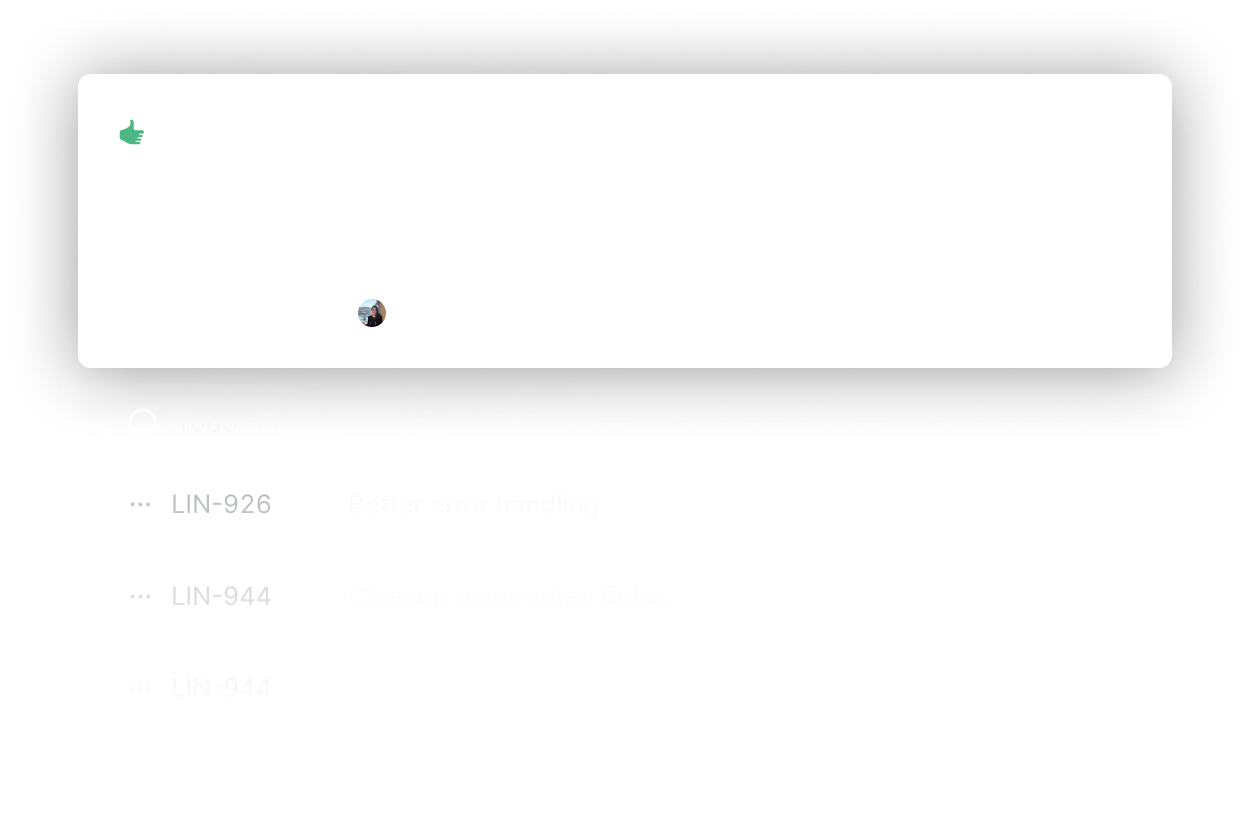 A list of custom issue views in Linear, some favorited and some not, showing views named 'done past week', 'created by me', 'design bugs', 'feature requests', and more.