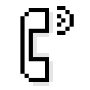 A black and white pixellated sprite of a Phone.