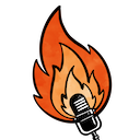 Lenny's podcast logo: a microphone with flames